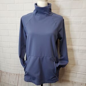 Yogalicious Lux Blue Mock Neck Sweatshirt size M medium Soft Workout Gym Top